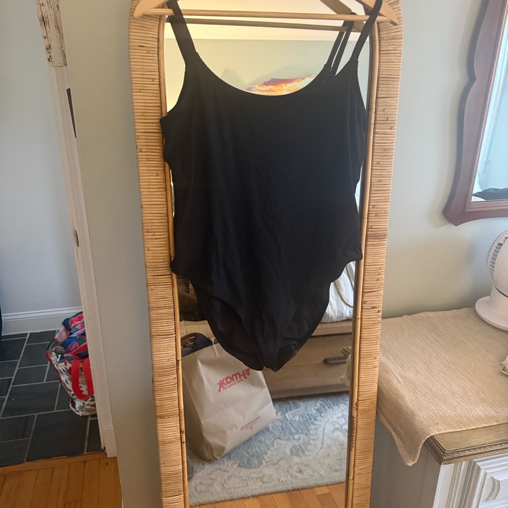 Andie Black Ribbed One-Piece Swimsuit